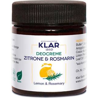 Klar Seifen Deodorant Creme, Citron & Rosmarin, 30 ml.