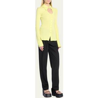 Proenza Schouler White Label cutout jersey shirt - green - XXXS