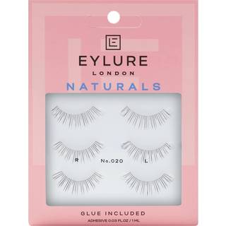 Eylure Naturals No020 Genanvendelige øjenvipper med lim inkluderet sort 4 par - letvægts, naturlig krumning