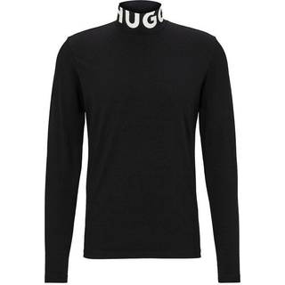 HUGO Herren Rollkragenpullover schwarz Logo und Motiv