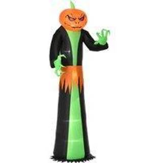 HOMCOM 9FT Inflatable Halloween Pumpkin Ghost with Build-in LED, Outdoor Lighted Blow Up Inflatables for Party Indoor,Garden, Lawn