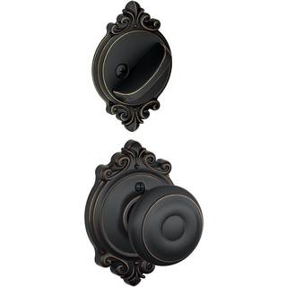 Schlage F59 Geo 716 BRK Brookshire Collection Georgian Handleset Interior Knob Aged Bronze (Only Interior Half)