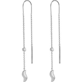 Wave Dangling Øreringe, Silver