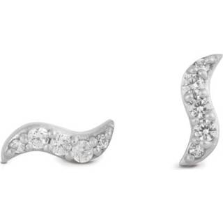 Wave Stud Sparkle Sterling Sølv Øreringe fra byBiehl