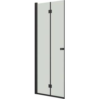 Scanbad Match B foldedør, B87-89 cm, H 200 cm, sort/klart glas