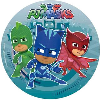 Vaffelpapir PJ Masks med 3 figurer på sukkerfri Ø20 cm