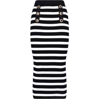 Balmain Embellished striped knit midi skirt - black - XL