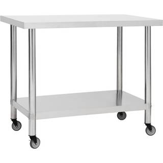 arbejdsbord til køkken med hjul 100x60x85 cm rustfrit stål