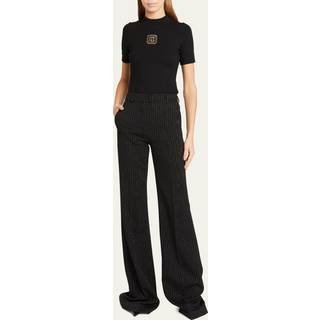 Balmain Chalkstripe flared wool-blend pants - black - L