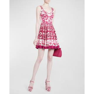 Dolce&Gabbana Majolica silk-blend minidress - pink - M