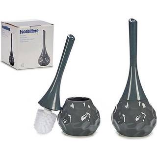 BigBuy Home Toiletbørste Sort Grå Keramik Plastik 14 x 38,5 x 14 cm Grå