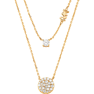 MK Precious Metal-Plated Sterling Silver Pavé Disc Layering Necklace - Gold - Michael Kors - ONE SIZE