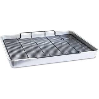 Nordic Ware Ekstra stor ovn sprød bageplade med rack sølv