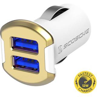 Revolt dobbel 12W USB billader - hvid/guld