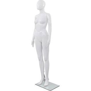 mannequin kvinde fuld figur glassokkel hvid højglans 175 cm