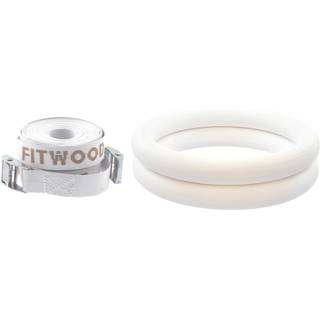 FitWood ULPU Gymnastikringe 28mm- Hvid-overflade / Hvid Strop