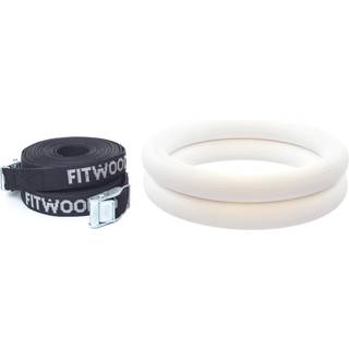 FitWood ULPU Gymnastikringe 28mm- Hvid-overflade / SortStrop