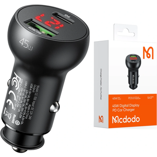 Mcdodo Car Charger CC-7030 USB + USB-C with Display 45W (Black)