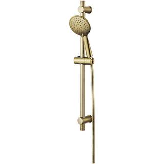 Danbad brusestangssæt med slange og 3-jet håndbruser, 120 mm, børstet messing look