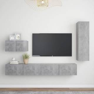 tv-møbel 4 dele konstrueret træ betongrå