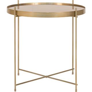 Venezia Sofabord - Hjørnebord, Messing Farvet Stål, Glas Ø48Xh48Cm