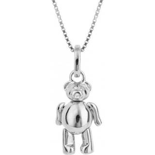 D For Diamond Silver Teddy Bear Necklace - D8575