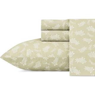 Tommy Bahama - King Sheets Cotton Percale Bedding Set Crisp & Cool Stylish Home Decor (Aloha Pinapple Green King)