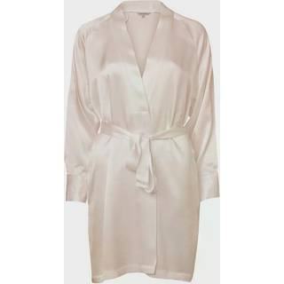 Lady Avenue Pure Silk Short Kimono - Pearlwhite - X-Small