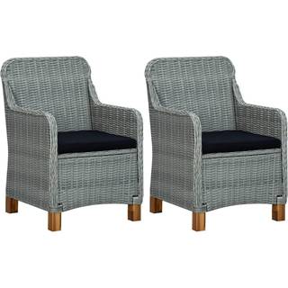 havestole med hynder 2 stk. polyrattan lysegrå