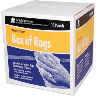 Buffalo Industries (10521) Absorberande vit återvunnen t -shirt trasa trasor - 1 pund -låda - för all -rensning av rengöring och polering - tillv