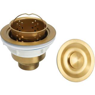 LQS k?kkenvaskafl?b Sil Silen Sink Drain 304 Rustfrit st?l med aftagelig dyb affaldskurv og forsegling L?g 3-1/2-tommer Golden