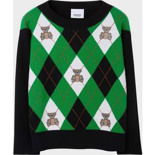 Burberry Kids Thomas Bear argyle wool sweater - green - Y 8