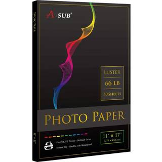 A-sub premium fotopapir Luster 11x17 tommer 66 lb til inkjetprintere 50 ark enkeltsidet