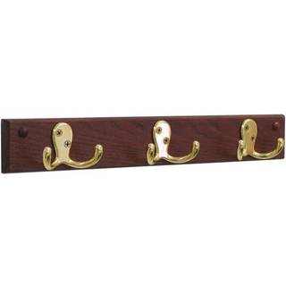 Tr?haller 3 dobbelt spaltekrogskinne/frakke rack messing kroge mahogni