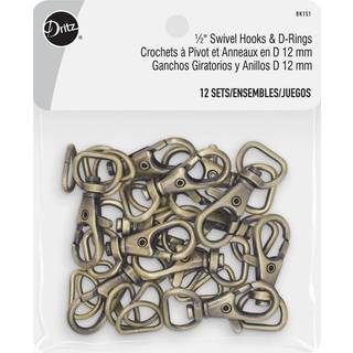 Dritz Swivel Hooks & D Rings 1/2in Antique Brass Bag & Tote Tilbeh?r 1/2 """" 12ct