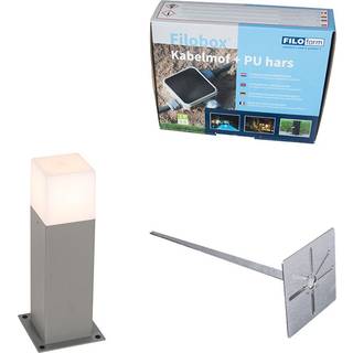 Udendørslampe 30 cm grå med jordspids og kabelhylster - Danmark