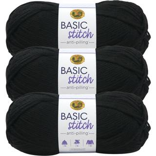Lion Brand Yarn Basic Stitch Anti-Pilling Strik garn garn til h?kling af 3-pakker sort