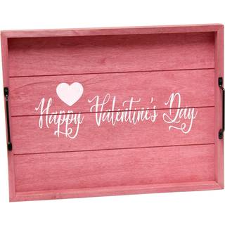 Elegante designs dekorativt træ, der serverer bakke m/ håndtag 15,50 """" x 12 """" """" Happy Valentinsdag """"