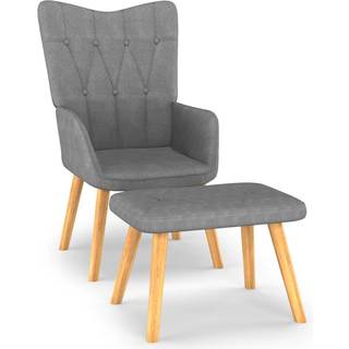 lænestol med fodskammel stof mørkegrå