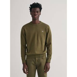 Ganttil mænd. 8030561 Klassisk grøn bomuldstrøje med rund hals (XXL), Casual, Lange ærmer