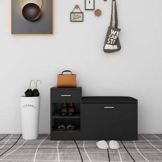 Skobænk 94,5X31X57 Cm Konstrueret Træ - Sort