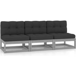 3-personers sofa med hynder massivt fyrretræ
