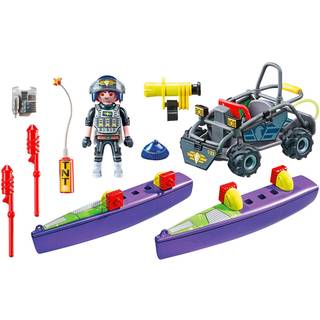 Playmobil City Action: Taktisk politi-køretøj til land og vand – 2-i-1 quad og båd