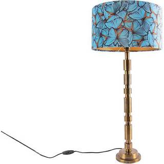 Art deco bordlampe bronze 35 cm skygge sommerfugl design - Torre