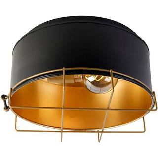 Industriel loftslampe sort med guld 35 cm - Barril