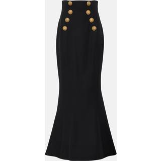 Balmain Flared high-rise virgin wool maxi skirt - black - M
