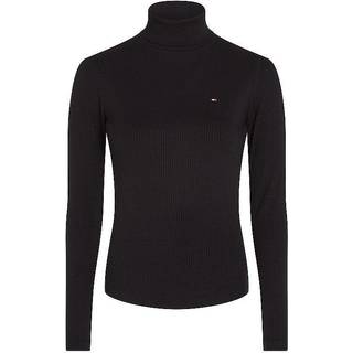Tommy Hilfiger Slim Fit 5x2 Rib Roll Neck Long Sleeved Black T-ShirtXL