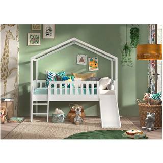 Halvhøj juniorseng med rutsjebane 90x200 – Dallas, hvid