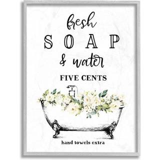 Stupell Industries Frisk s?be og vandbad badekar badev?relse designgray indrammet kunst 11 x 14 flerfarve