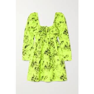 Ganni Printed cotton minidress - green - XL